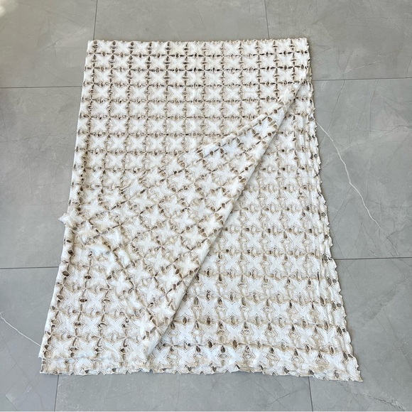 Exquisite Vintage Handmade Crochet Star Shaped Linen Bedspread Throw Table Cover - Picture 8 of 16